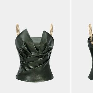 Chic Dark Green Women's Camisole with Chain Straps